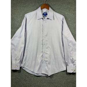 Egara Button Up Dress Shirt Men's Large Purple Long Sleeve Slim Fit Non-Iron